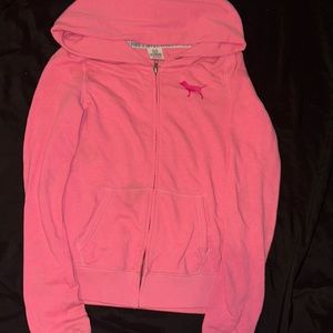 Women’s Small Pink Zip Up Hooded Sweatshirt